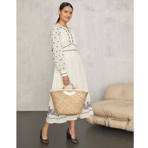 Elegant Cream and Black Embroidered Dress